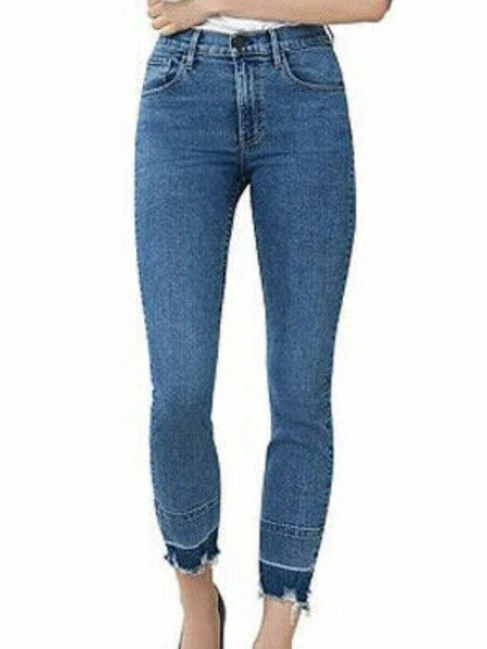 3x1 Carla Slim Cut Raw Hem Ankle Jeans Size 26
